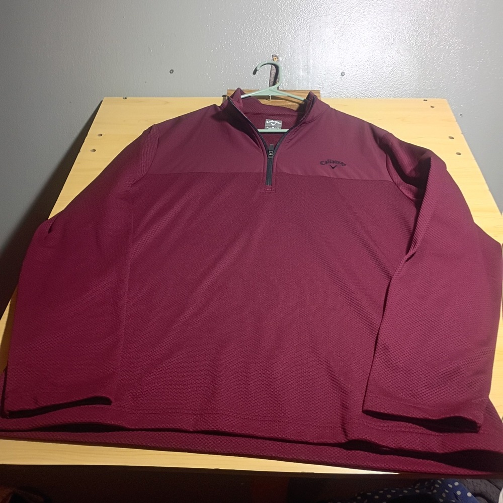 Callaway Quarter Zip Pullover, Mens XL Burgundy Textured Golf Sweater - Picture 2 of 16